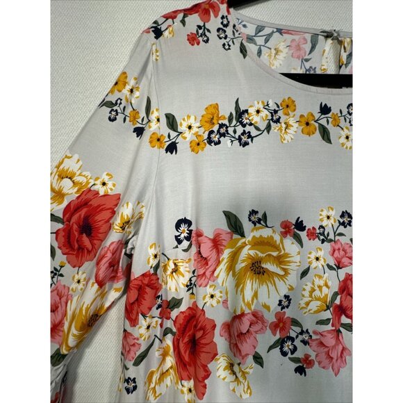 Old Navy Womens Floral Shirt Dress Size Large Gray Floral Ruffle Sleeves - Picture 8 of 16